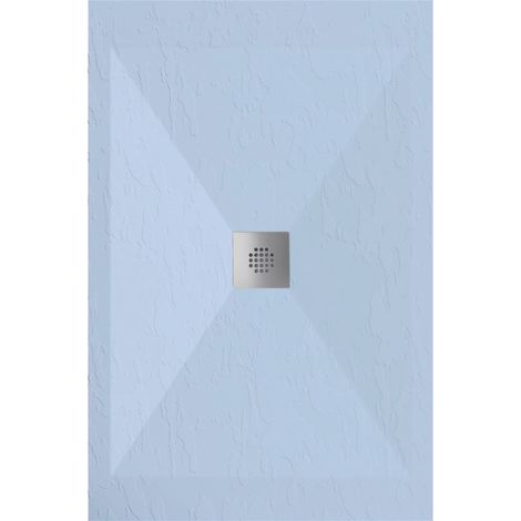 Receveur de douche 90x160 cm extra plat DEXA en résine surface ardoisée gris cendre Grille inox