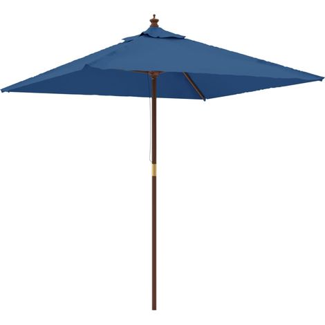 Sombrilla de jardín con mástil de madera 198 x 198 x 231 cm azul 020008338