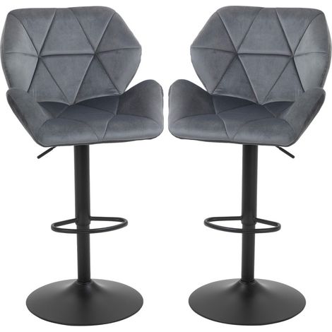 Set 2 sgabelli da bar imbottiti in poliestere grigio, regolabili e girevoli 360° MODENUIT (1/5)