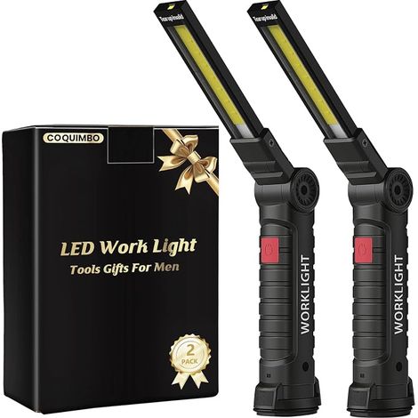 Coquimbo Herren-Geschenk, wiederaufladbare Arbeitsleuchte, COB-Werkstatttaschenlampe mit Magnetfuß, 5 Modi, Campinglampe für Garage, Camping, Notfälle usw. (Schwarz) (1/5)