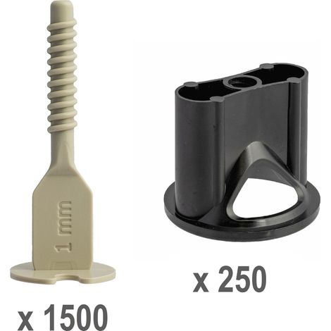 Kit croisillons autonivelants 1 mm Pro-Leveling 250 têtes et 1500 bases droites