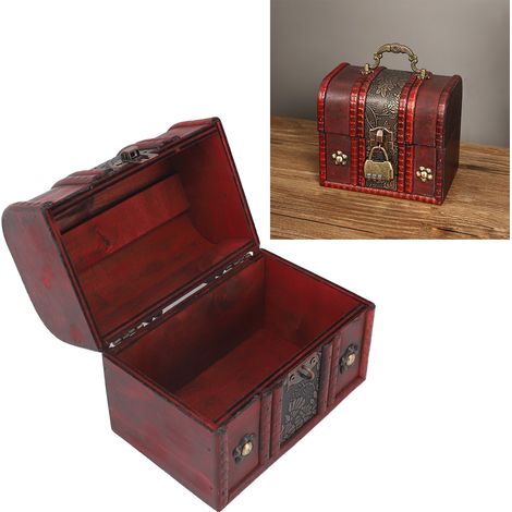 Boîte à bijoux vintage en bois avec fermoir numérique à 3 chiffres coffret cadeau décoratif trinket (1/5)