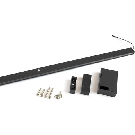 Emuca Barra para armario con luz LED Castor, batería extraible y sensor de movimiento, L558mm, Plástico y aluminio, Pintado negro texturizado