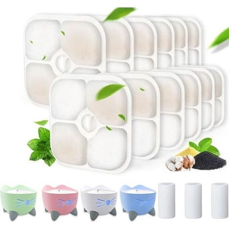 Paquete de 16 filtros de triple acción + 2 tubos para fuente Catit PIXI - Recambio compatible para fuente de agua para gatos - Higiene e hidratación óptimas (1/5)