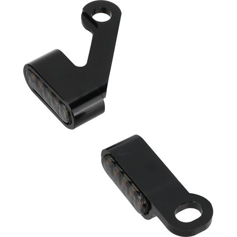 Lot de 2 mini feux de virage à LED, clignotants, en alliage d'aluminium résistant à la corrosion, accessoire moto, coque noire, miroir noir (1/5)