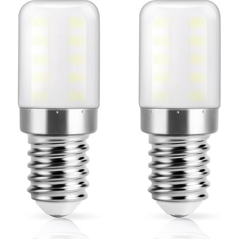 E14 LED Fridge Light Bulb, Cool White 6000K, 2W, 300lm, Pack of 2 , Non-Dimmable, Small Edison Screw E14 LED for Refrigerator, Salt Lamp, Cooker Hood, Sewing Machine (1/4)