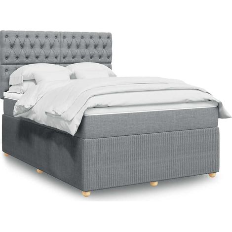 Boxspringbett mit Matratze Hellgrau 160x200 cm Stoff