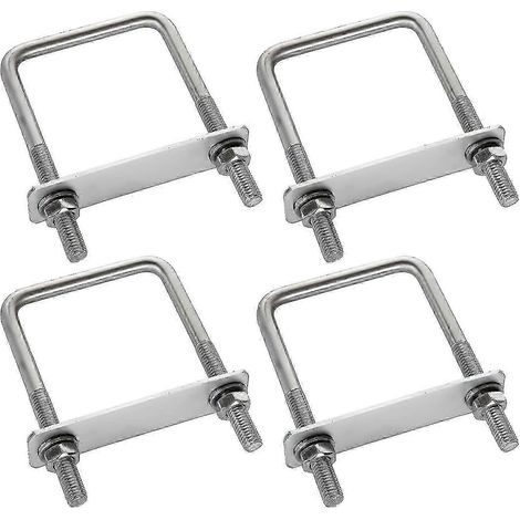 4 colliers de serrage carrés en acier inoxydable en forme de U pour coffre de toit, bateau, réparation de remorquage de voiture (1/4)