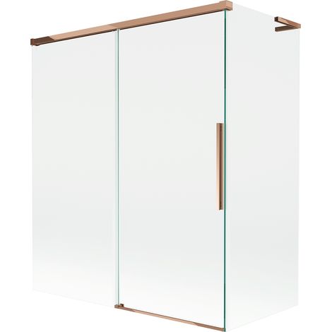 Mexen Rox L paroi de baignoire à 2 volets coulissants 140 + 70 x 150 cm, transparent, or rose - 8C9L-140-070-60-00