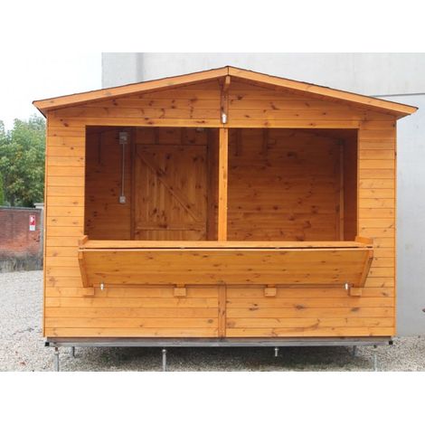 Chiosco espositivo in legno con pavimento, perline da 19mm – mod. CH3x2 - 100026