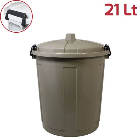 Bidone contenitore coperchio con chiusura antirandagismo 21lt pattumiera casa cucina giardinaggio raccolta differenziata antiodori - colorigenerali: TORTORA