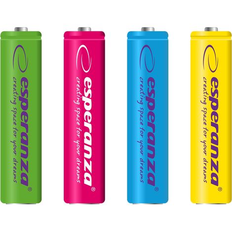 Batterie ricaricabili esperanza ni mh aaa 1000mah 4pz miscela di colori