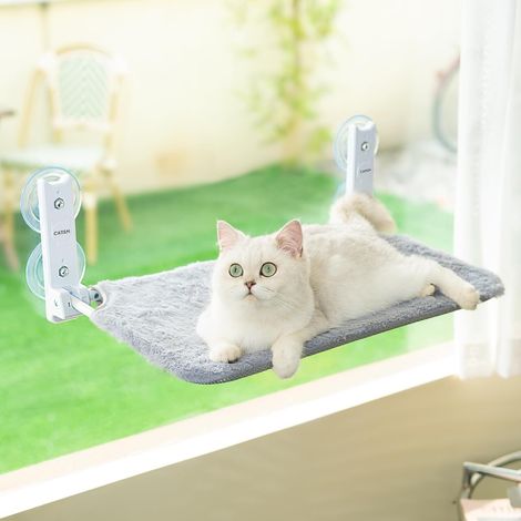 1 Hamac Chat Fenêtre Pliable Acier Inoxydable Ventouse Puissante Tissu Double Face Sieste Observation (1/5)