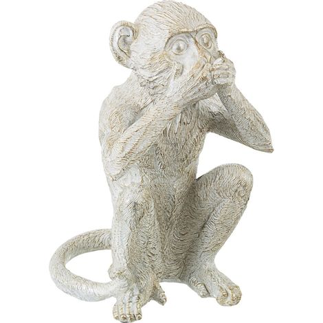 Dekorative Statuette für Garten und Veranda Weißer Affe h 24 cm -Ich kann nicht sprechen Affe (1/4)