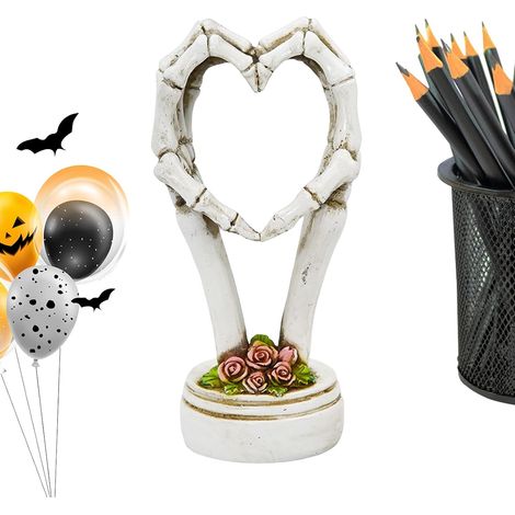 Statue Squelette en Forme de cœur  Statue d'halloween en Forme de cœur – Sculpture Squelette Abstraite Polyvalente pour décoration de Maison, Bureau, Mariage, Salon, Cuisine, Chambre à (1/5)