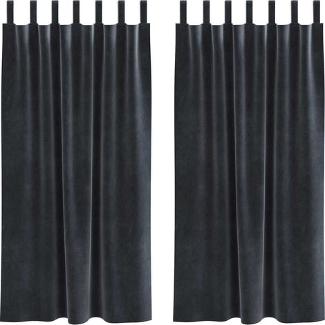 Rideaux occultants 2 pcs Gris foncé 140 x 175 cm Velours (1/5)