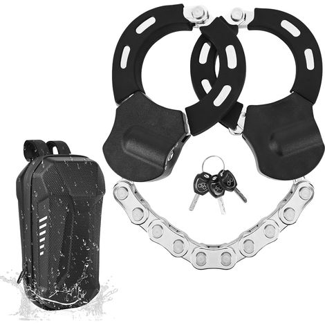 Antivol Trotinette Electrique, Cadenas Trotinette Electrique, Antivol Menotte avec Clés et Sac Etanche 3L, Accessoires Trottinette Electrique, Chaînes Antivols Velo pour Les Vélos,Motos,Scooter (1/5)