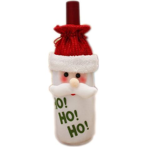 Funda Para Botella De Vino - Tela - 14 X 27 Cm - Decoración Navideña Para Mesa - 1 Unidad (1/5)