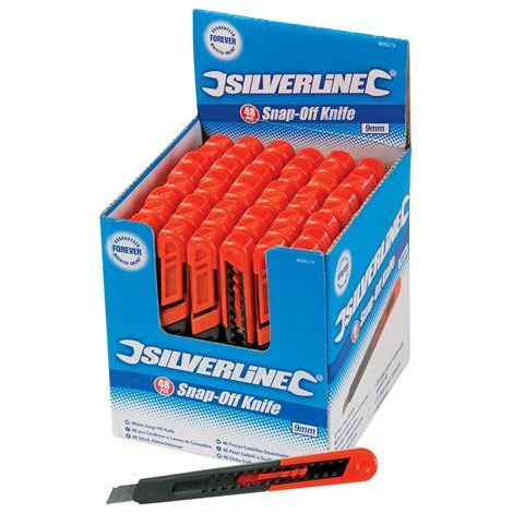 3 pacchi di taglierini con espositore da 48 pezzi ognuno silverline con lama da 9 mm