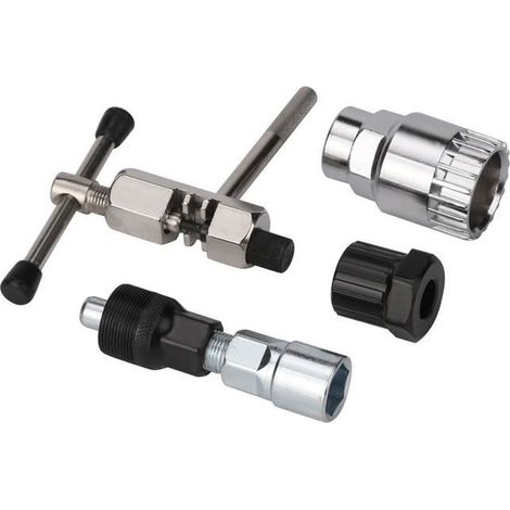 Kit d\'outils de réparation vélo - Compatible Shimano - 4 outils - VTT - Noir/Silver