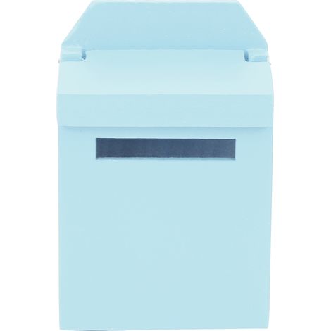 Boîte aux lettres en bois coloré bleu, accessoire de décoration pour villa de poupée miniature 1:12, modèle à rabat (1/5)