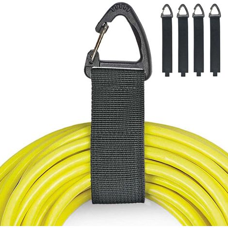 Sangles robustes de type mousqueton, noires, 38 mm x 240 mm, lot de 4 Sangles multifonctions pour organiser les câbles et les tuyaux