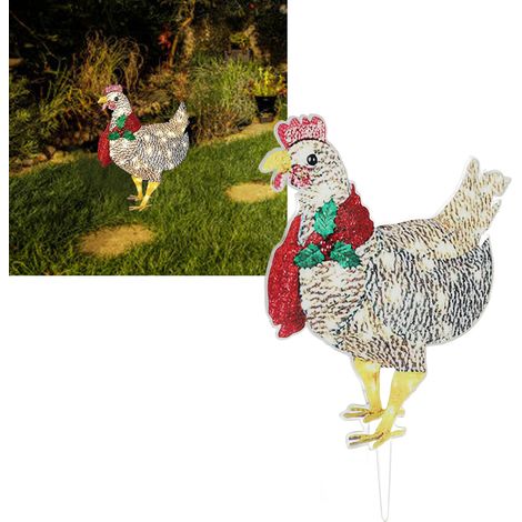 Leuchtende Henne mit Schal, LED-Henne-Dekoration mit Schal für Gärten, Höfe, Rasenflächen und als Weihnachtsdekoration. (1/5)