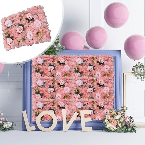 Set de 12 panneaux muraux décoratifs en forme de roses artificielles - papier peint pour fête, mariage, douche nuptiale, fête prénatale, Noël, décoration de la maison, 60 x 40 cm (Rose)