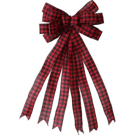 Décorations de Noël pour sapin avec grand nœud, ornements suspendus à motif pied-de-poule pour Thanksgiving, couronnes d'intérieur noires et blanches