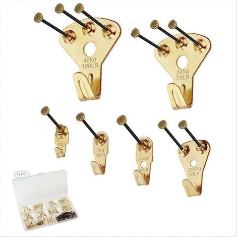 Hochleistungs-Befestigungsset mit 127 Teilen und Nägeln für Bilder aus Holz/Gipskarton – Professionelle Haken für Leinwände und Whiteboards im Büro (1/5)