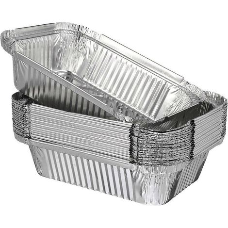 20 barquettes jetables en aluminium pour la cuisson au four (rôtir, griller, etc.).-18.5X13.5cm-Silver (1/2)