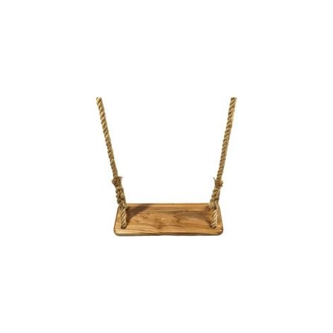 Balançoire en bois massif avec corde de jute réglable – Longueur 135-220 cm – Poids max 200 kg – Pour enfants et adultes - V7110C