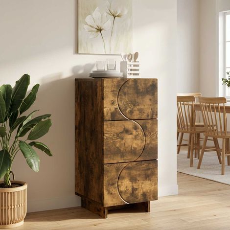 vidaXL Buffet Chêne fumé 33,5 x 34,5 x 75 cm Bois d'ingénierie (1/5)