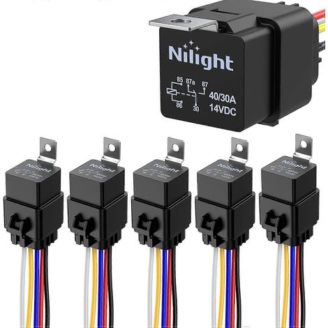 Compatible avec les relais étanches et les faisceaux de câbles en 5 pièces, le fil de cuivre étamé robuste 40/30 ampères de calibre 12 AWG, les relais automobiles 12 V de type SPDT à 5 broches et le k (1/5)
