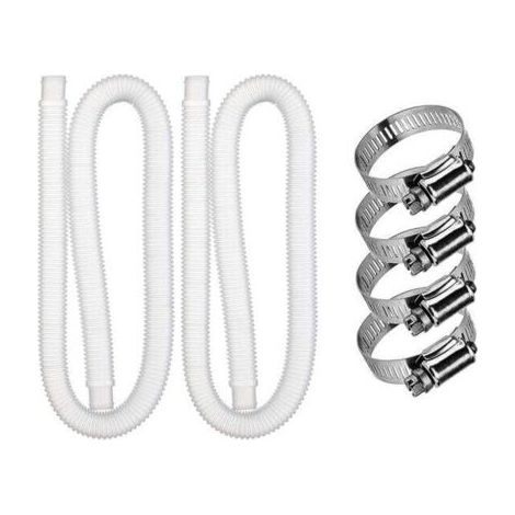 Manguera de repuesto para piscinas elevadas: 2 mangueras de bomba de filtro suave con 4 abrazaderas metálicas (diámetro: 32 mm, longitud: 1,5 m) (1/4)