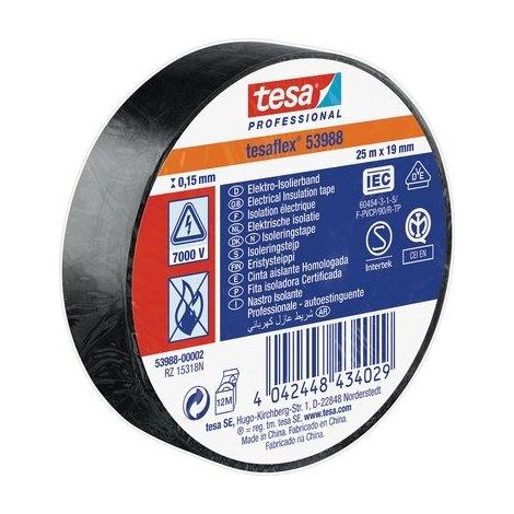 NASTRO PVC ISOLANTE IMQ TESA - NERO MM 19 ML 25- 10 pezzi