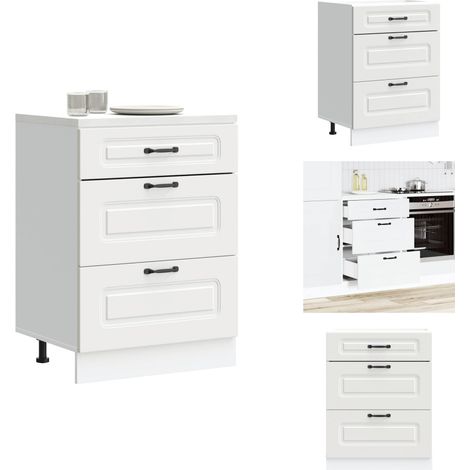 Armoire de cuisine Kalmar blanc bois d'ingénierie - Armoire De Cuisine - Armoires De Cuisine - Meuble D'évier - Meuble D'évier De Cuisine (1/5)