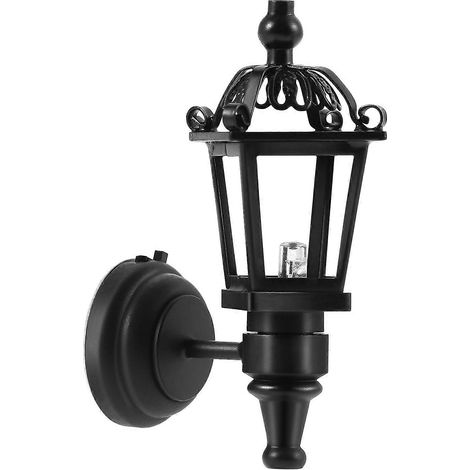 Lampada da parete a LED in scala 1:12 per casa delle bambole, casa in miniatura, lanterna minuscola, accessori decorativi fai da te per casa delle bambole (nera) (1/3)