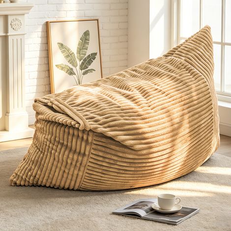 Pouf divano letto convertibile 3 posizioni in velluto a coste giallo, poltrona, chaise longue e letto ospiti (1/5)