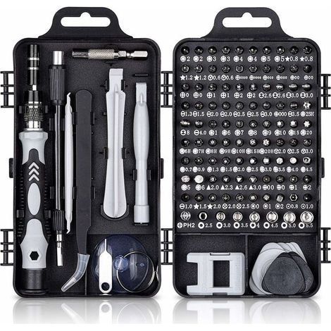 Kit de tournevis de précision 115 en 1 – Outils de réparation pour ordinateur, smartphone, lunettes – Rallonge flexible, poignées antidérapantes (1/5)