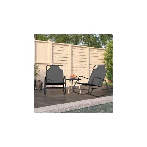 Chaises longues à bascule 2 pcs Gris Acier et textilène (1/5)