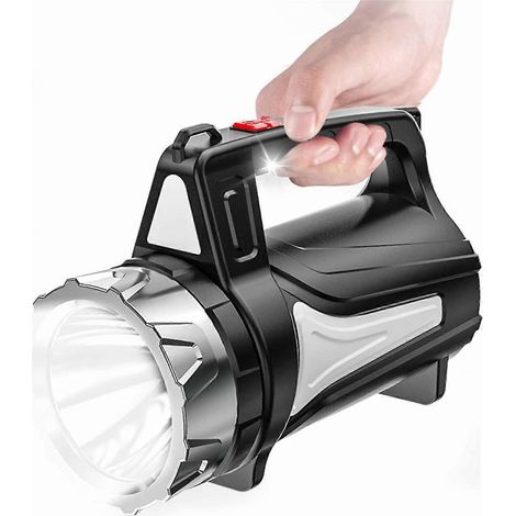 Lampe portable rechargeable à forte puissance lumineuse, lumière rouge multifonctionnelle, pour usage domestique et extérieur, projecteur de recherche d'urgence LED haute puissance (1/5)
