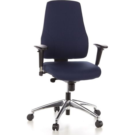 Siège de bureau / Siège pivotant PRO-TEC 200, tissu bleu foncé, aluminium poli hjh OFFICE (1/5)