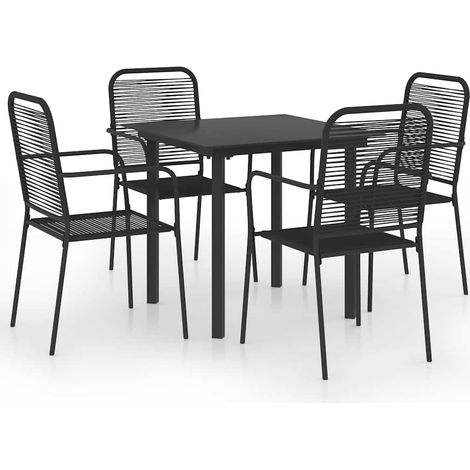 Maison Exclusive - Set da Pranzo da Giardino 5 pz Nero in Vetro e Acciaio (1/5)