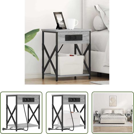 Rangement chambre - Cabinet de chevet Gris Sonoma 41 x 31 x 51 cm Bois d'ingénierie (1/5)