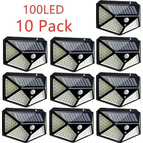 Lampe solaire 100LED IP65 étanche extérieur - 10 Pack (1/5)