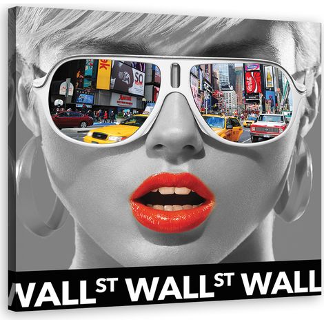 Tableau sur toile Femme à lunettes Wall street 30x30 (1/5)