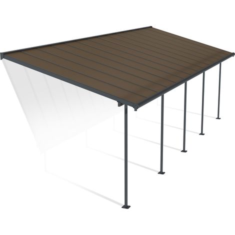 Palram - Canopia | Pergola Capri Marquesina De Aluminio 860X295X299 cm Gris Con Vidriado De Policarbonato Bronce (1/5)