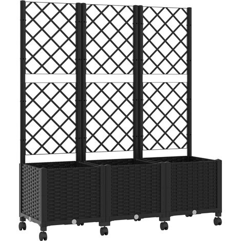 Pflanzkübel mit Spalier und Rädern Schwarz 120 x 40 x 146 cm PP vidaXL