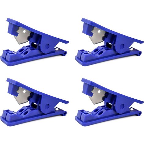 Set mit 4 Rohrschneidern (Blau), preisgünstiger Kunststoffrohrschneider für Schläuche aus Gummi, Silikon, PVC, PU und Nylon bis 12 mm Außendurchmesser